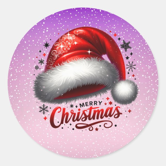 Scarlet Santa Hat Glow  Runder Aufkleber (Vorderseite)