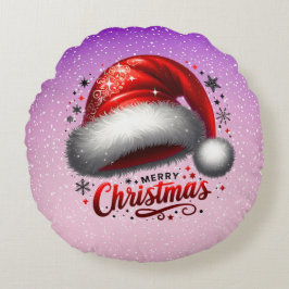 Scarlet Santa Hat Glow  Rundes Kissen