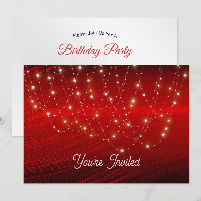Scarlet Starlight Cascade Birthday Einladung (Vorne/Hinten)