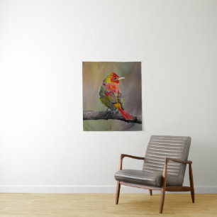 Scarlet Tanager Molting - Original Foto Wandteppich