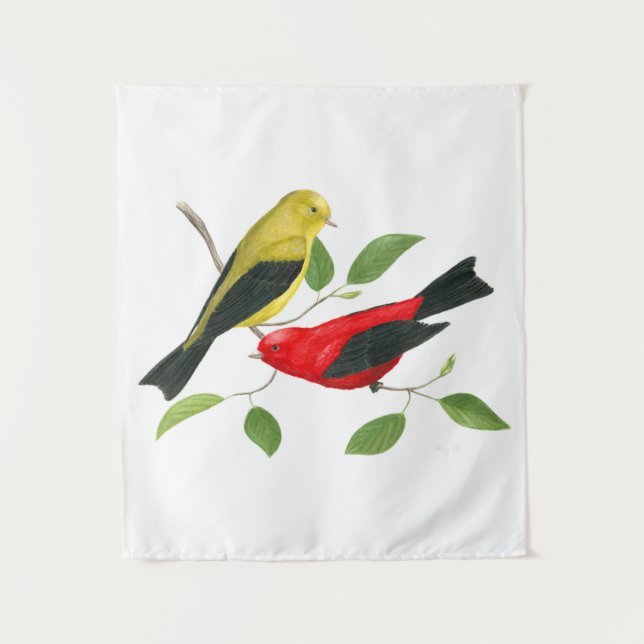 Scarlet Tanagers Bird Art Wandteppich (Vorderseite)