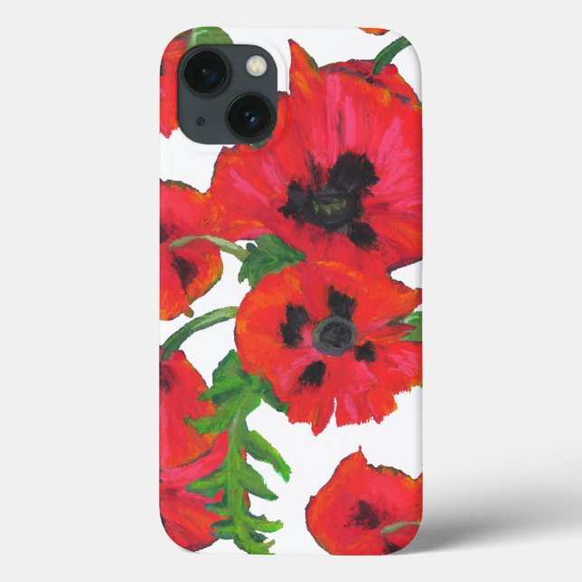 Scarlet und schwarz-orientalische Poppies auf Weiß Case-Mate iPhone Hülle (Rückseite)