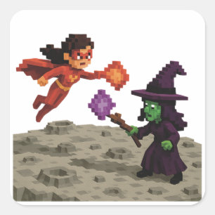 Scarlet Vega Showdown Quadratischer Aufkleber