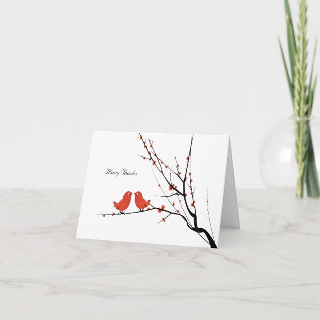 Scarletlovebirds-personalisiertes Foto danken Dankeskarte (Vorderseite)