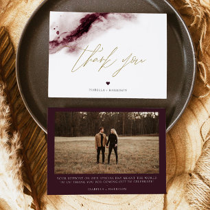 SCARLETT Boho Bourgogne Aquarelle Carte de remerci