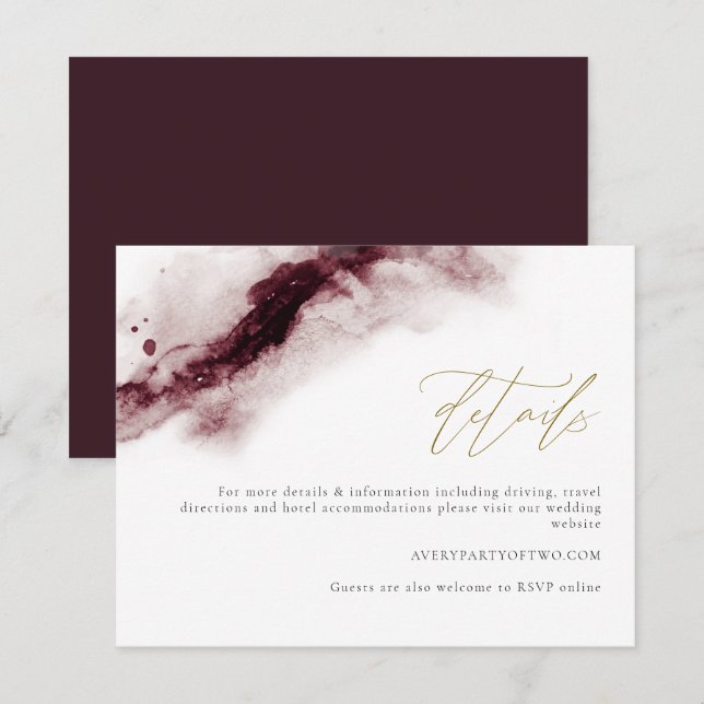 SCARLETT| Boho Burgund und Gold Details Card Einladung (Vorne/Hinten)