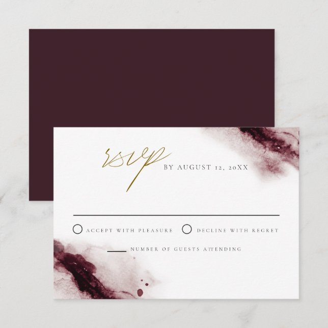 SCARLETT | Boho Burgundy and Gold RSVP Card Einladung (Vorne/Hinten)