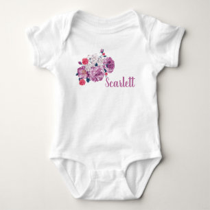 Scarlett Name Floral Custom Vintag Blume Kleinkind Baby Strampler