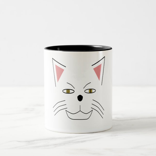 scary cat meow meow zweifarbige tasse (Mittel)