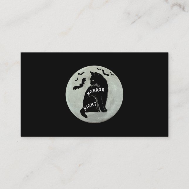 Scary Cat Saying Horror Night With Bats Halloween Visitenkarte (Vorderseite)