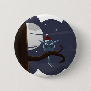 scary christmas owl button