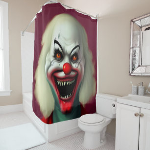 Scary clown horror portrait ugly monster Halloween Duschvorhang