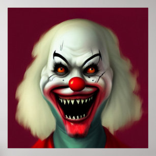 Scary clown horror portrait ugly monster Halloween Poster