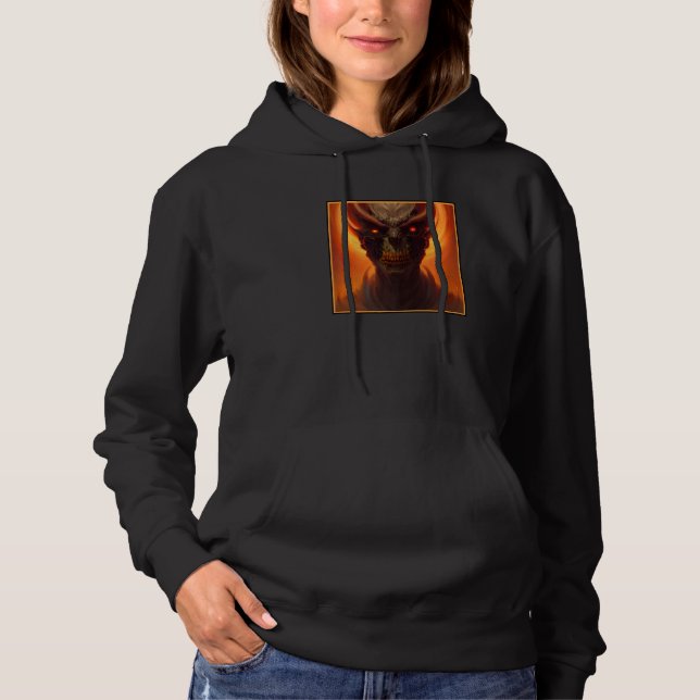 Scary Demonic Skull Horror Nightmare Unique Digita Hoodie (Vorderseite)