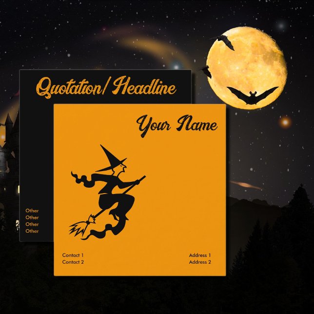 scary flying witch quadratische visitenkarte (Von Creator hochgeladen)