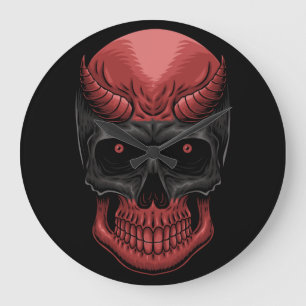 Scary Halloween Skull Große Wanduhr