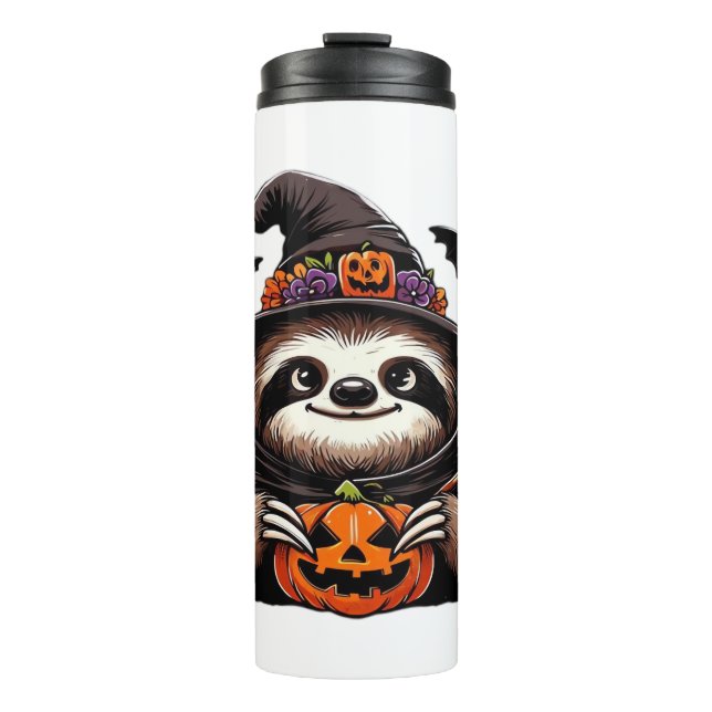 Scary Halloween Sloth Witch Hat Costume Spooky Sea Thermosbecher (Vorderseite)