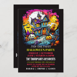 Scary Haunted Maison Halloween Invitations de fête