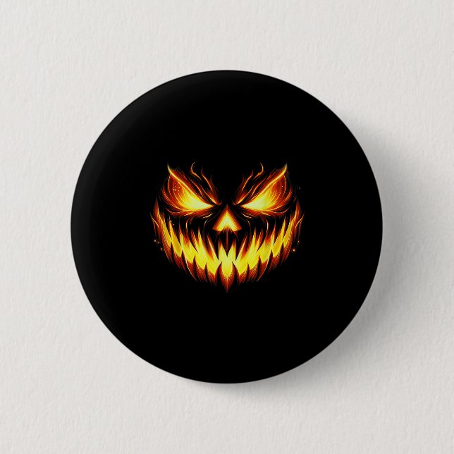 Scary Jack O Lantern Carved Pumpkin Face Halloween Button (Vorderseite)