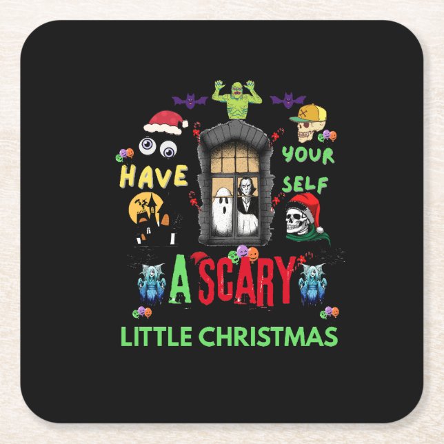 Scary Little Christmas Horror Holiday Design  Rechteckiger Pappuntersetzer (Vorderseite)
