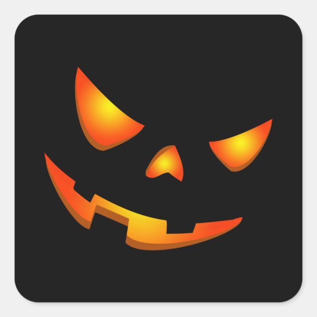 Scary Pumpkin Face Halloween Jack O Lantern Quadratischer Aufkleber (Vorderseite)