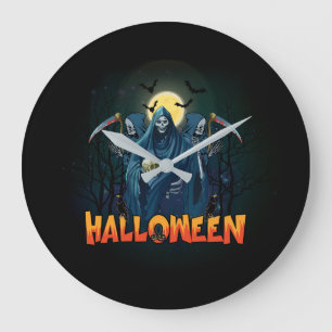 Scary Skeleton Night Halloween, mein Halloween Moo Große Wanduhr