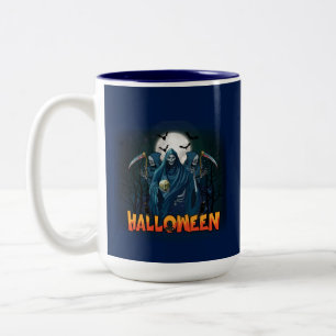 Scary Skeleton Night Halloween, mein Halloween Moo Zweifarbige Tasse