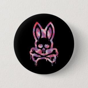 Scary Skull And Crossbones Bad Rabbit Horror Bunny Button