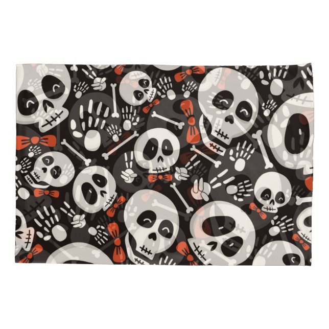 Scary Skull Halloween Pattern Kissenbezug (Rückseite)