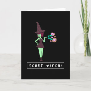 Scary Witch Funny Halloween Karte