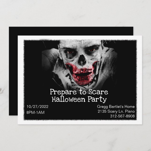 Scary Zombie Halloween Invitation (Devant / Derrière)