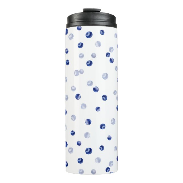 Scatter Blueberries Seamless Pattern Thermosbecher (Vorderseite)