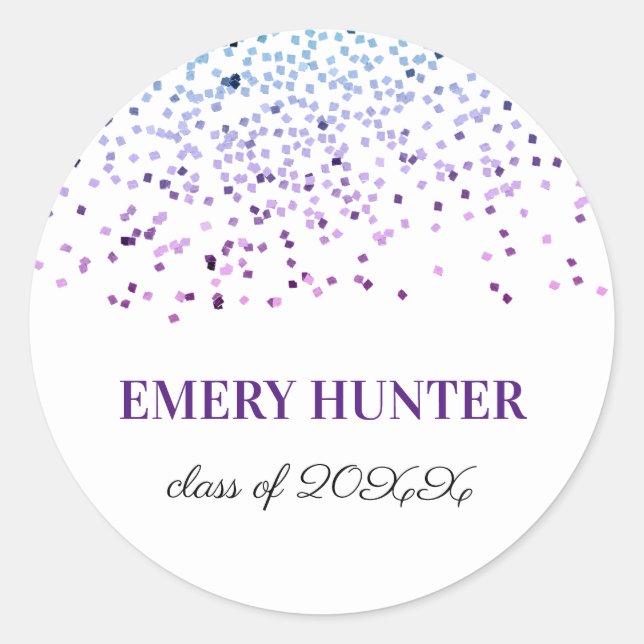 Scatter Glitzer Blau und Lila Runder Aufkleber (Vorderseite)