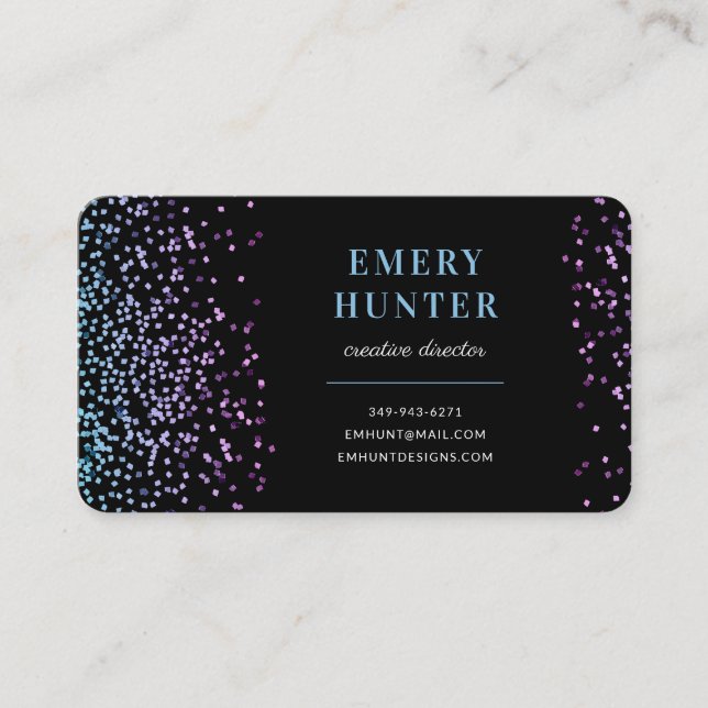 Scatter Glitzer Blau und Lila Visitenkarte (Vorderseite)