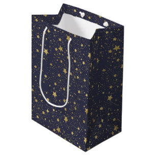 Scatter Gold Navy Blue Stars Mittlere Geschenktüte
