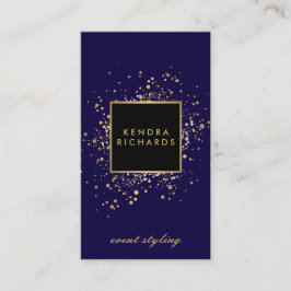 Scatter Imitate Gold Confetti auf Modern Blue Visitenkarte