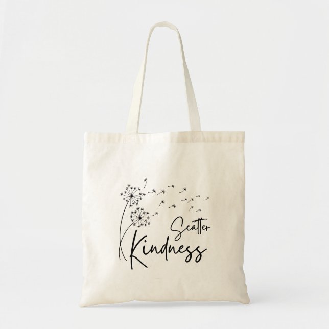 Scatter Kindness Heart Dandelion Tote Bag Tragetasche (Vorne)