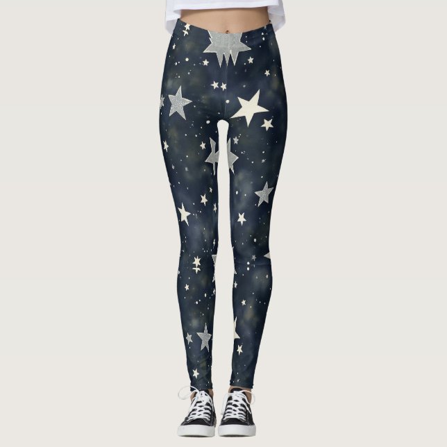 Scatter Stars Nahtloses Muster Leggings (Vorderseite)