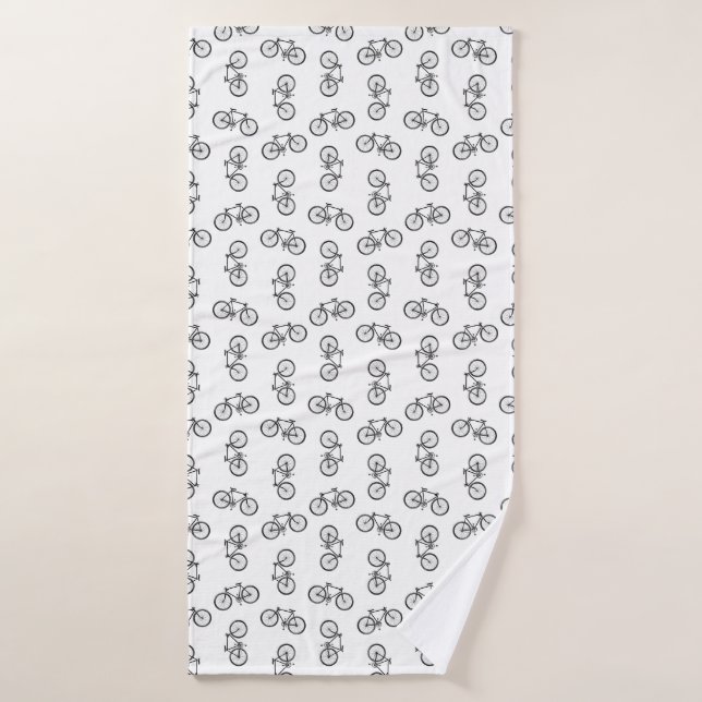 Scattered Bicycle Print Muster CUSTOM BG FARBE Badehandtuch (Badehandtuch)
