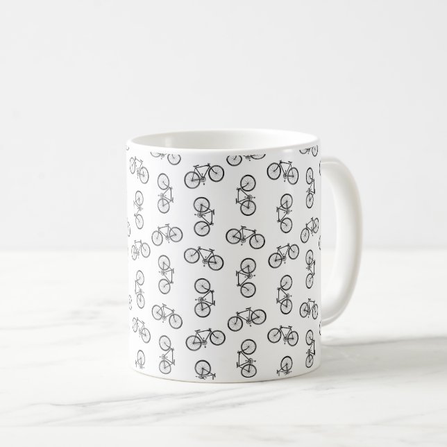 Scattered Bicycle Print Muster CUSTOM BG FARBE Kaffeetasse (VorderseiteRechts)