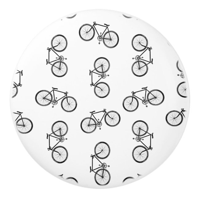 Scattered Bicycle Print Muster CUSTOM BG FARBE Keramikknauf (Vorderseite)