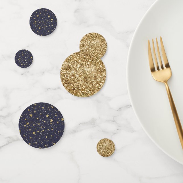 Scattered Gold Navy Blue Stars Confetti Konfetti (Gruppe)