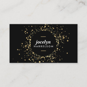 Scattered Imitate Gold Confetti Circle auf Black Visitenkarte