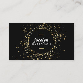 Scattered Imitate Gold Confetti Circle auf Black Visitenkarte