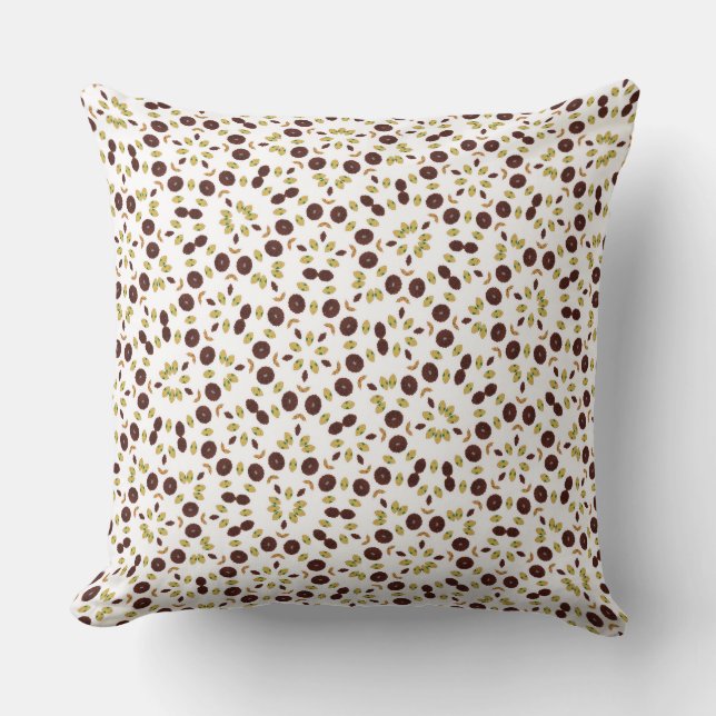 Scattered Olive Green and Chocolate Brown Organic  Kissen (Vorderseite)