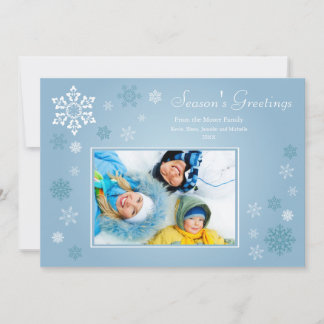 Scattered Snowflakes Holiday Card (blau) Feiertagskarte