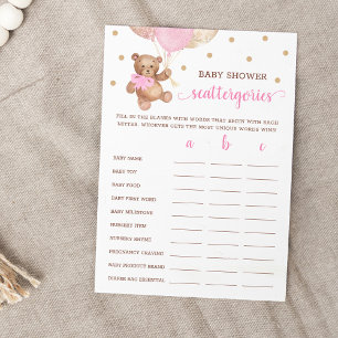 Scattergories Game Baby Shooter Teddy Bear Card Einladung