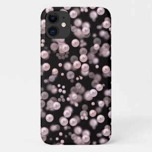 Scatterings von rosa und weißen Perlen auf schwarz Case-Mate iPhone Hülle