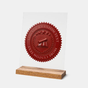 Sceau de certificat en cire rouge 3D modifiable pe