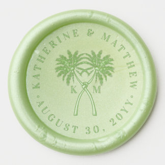 Sceau De Cire Autocollant Palmiers Noués Mariage Tropical de Destination